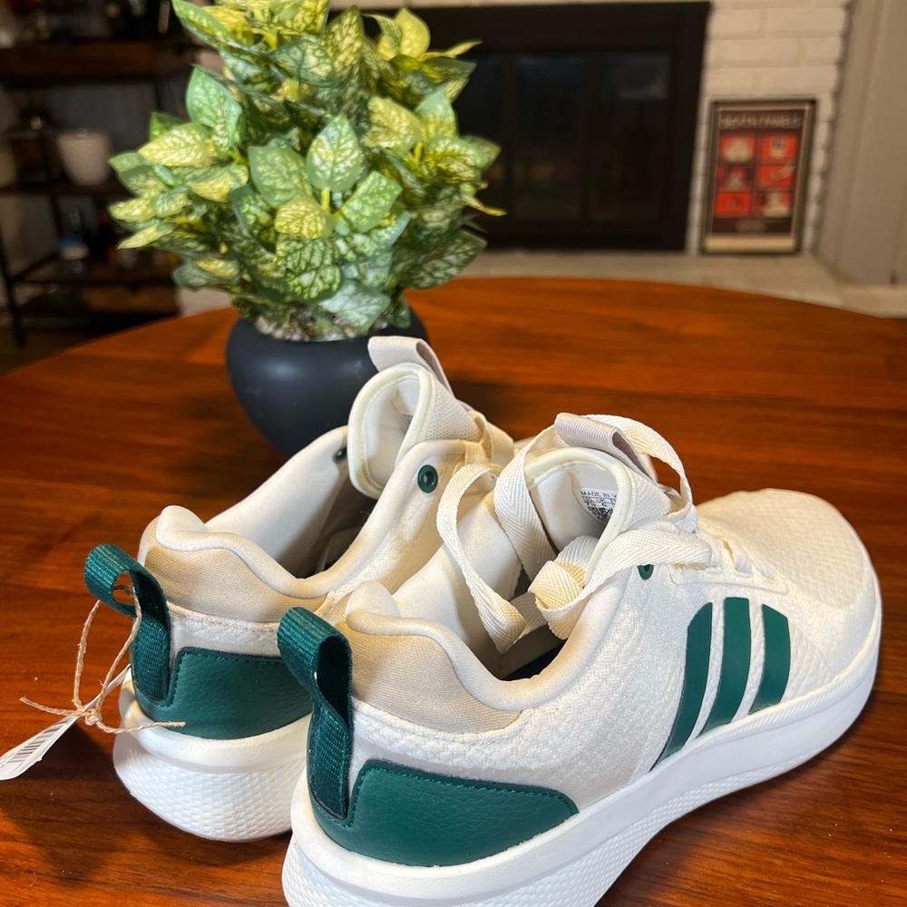Adidas White and Teal Athletic Shoes